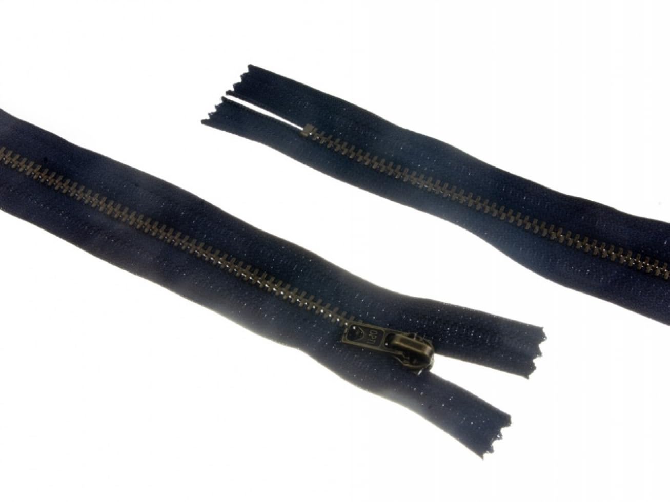 Opti Navy Blue 4" 10Cm Antique Brass Metal Closed End Jean Zips - Per Single Zip