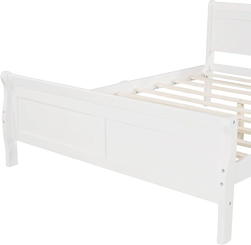 Miniatura 8 de Harper & Bright Designs Base de cama de plataforma matrimonial con cabecero y estribo, marco de cama de madera de tamaño matrimonial para niños,