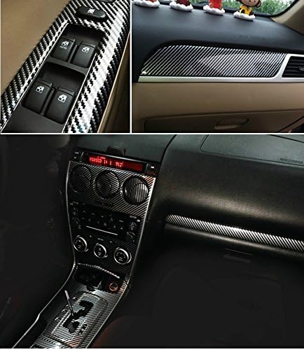 DIYAH 5D High Gloss Black Carbon Fiber Vinyl Bubble Free Air Release Car Wrap Film Automotive DIY Decals (12" x 108" / 1 FT X 9 FT)