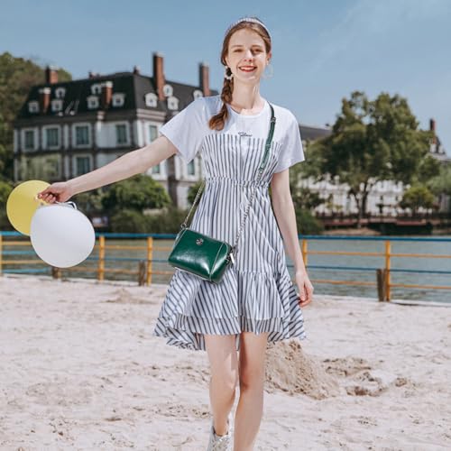 Image of Genuine Leather Small Crossbody Bags for Women Green | Lightweight Shoulder Purse, Designer Handbag with Adjustable Strap, Casual Travel Everyday Bag