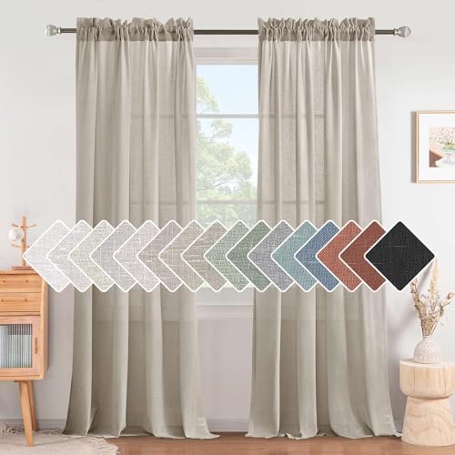 H.VERSAILTEX Linen Curtains Elegant Natural Linen Semi Sheer Curtains Energy