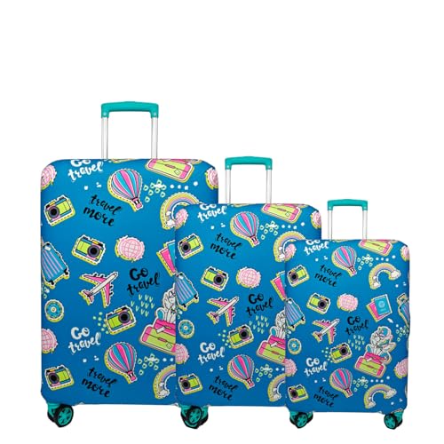 Image of Printed Luggage Cover for Traveling Bag & Suitcase - Stretchable & Scratchproof Trolley Protector with Velcro Lock & Lightweight Washable Material(Suitcase Bag Not Included, Only Cover in Product)