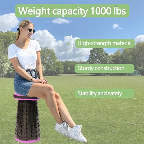 Image of ALEVMOOM Upgraded XXL Collapsible Stool with Cushion 19.7 inch,1000lbs Max Weight,Wider & Taller Pop Up Seat, Heavy Duty Portable Retractable Folding Chair or Travel Foot Rest for Camping & Outdoors