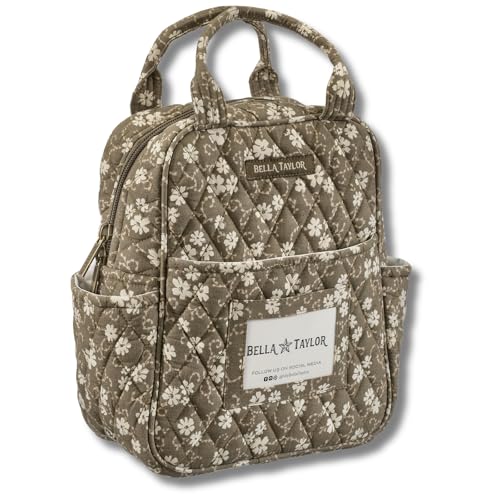 Image of Bella Taylor Quilted Cotton Lunch Tote for Women | Foodsafe with Easy Clean PEVA Liner | Woodland Floral
