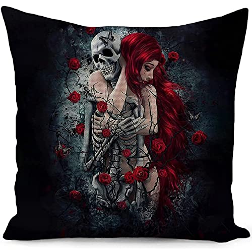 Fundas Cojines 40 x 40 cm gotico Calavera Cojines Sofa Decorativos Salon Regalo Mujer Funda cojin almofadas Dormitorio Decoracion hogar