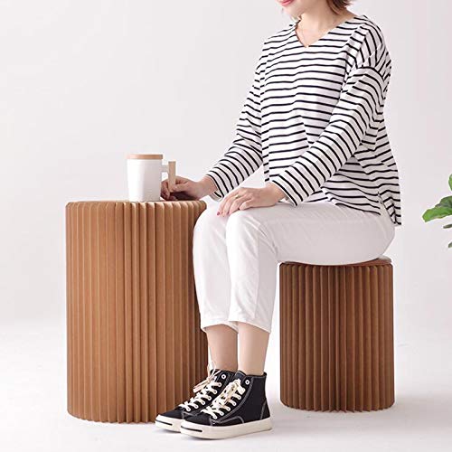 Gdming Retractable Folding Paper Stool，Ottoman Retro Kraft Paper Seat With Cushion For Living Room Office Bedroom Nightstand, 8 Sizes (Color : Brown, Size : 30X43Cm) #TOP3