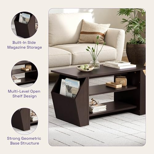 Image of Wakefit Center Table | 1 Yr Warranty | Coffee Table for Living Room Wooden, Tea Table for Living Room Wooden, Sofa Table, Free Installation from Brand, Modern Multi-Functional & Wobble-Free(Clyra)