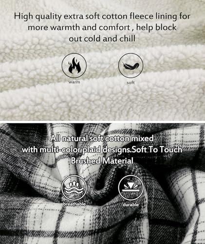 ZITY Men's Flannel Shirts Jacket Warm Sherpa Lined Fleece Plaid Hoodie Winter Coat3