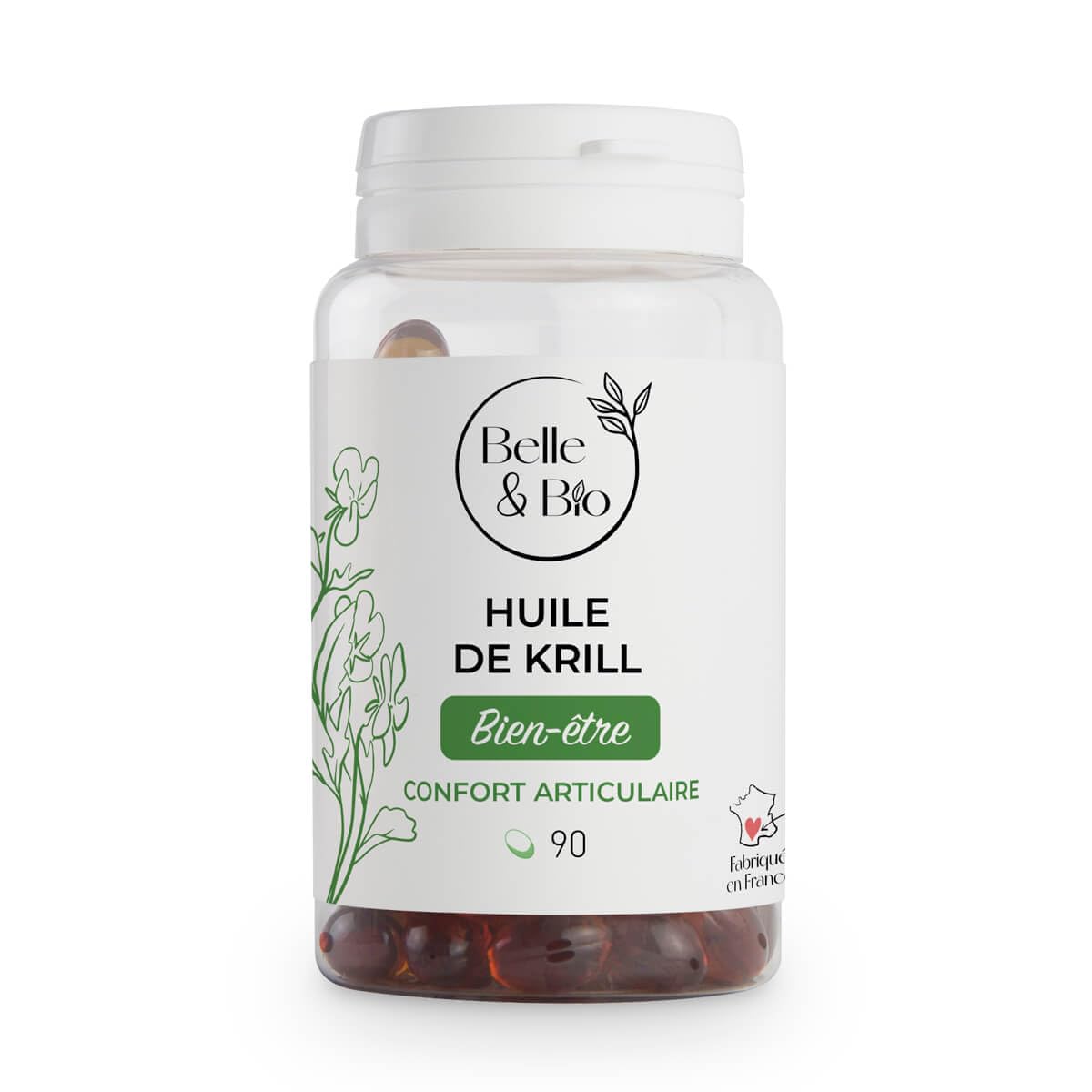 ARTICULATIONS & CONFORT ARTICULAIRE – Huile de Krill 500 mg/Capsule – 90 Capsules – Complément Alimentaire BELLE&BIO – Fabriqué en France