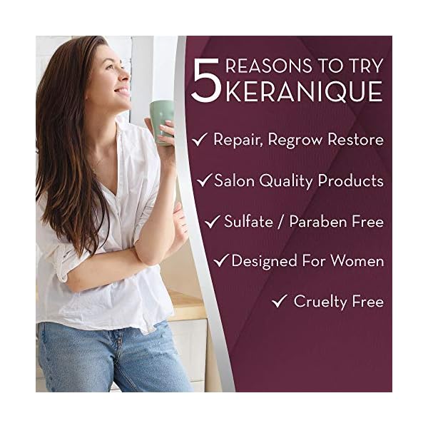 Keranique Volumizing Shampoo and Conditioner Set for Hair Repair and Growth with Biotin and Keratin Amino Complex, Sulfate and Parabens Free, 8 fl oz ea