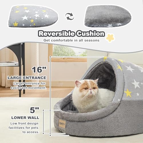 Image of Cute Cat Beds for Indoor Cats, Cat Cave Bed for Kittens, Large Cat Cave