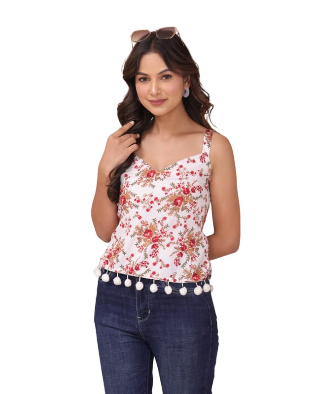 ANNU PARIDHAN Women's Rayon Floral Print Sleeveless Regular Fit V Neck Crop Top for Women & Girl - Review, Price and Buying Guide
