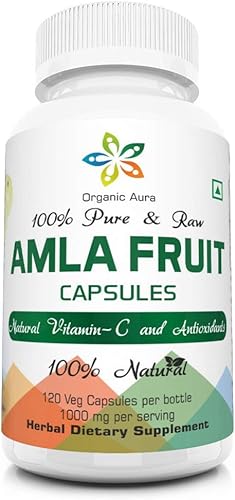 Cápsulas AMLA. 1000 mg por porción, 120 cápsulas vegetales. Vitamina C natural y antioxidantes. Superalimento entero verde crudo. Todo natural,