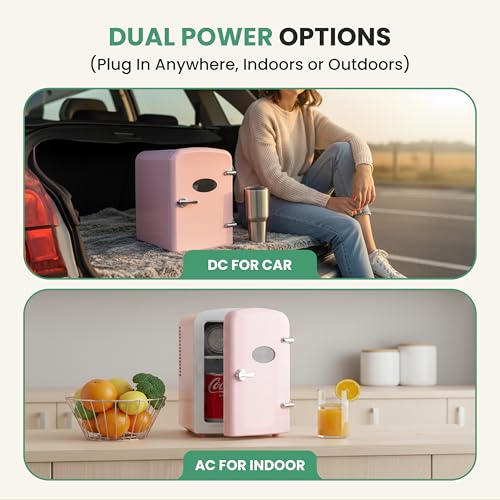 Image of Simple Deluxe 6L /9 Can Mini Fridge with Viewing Window, Portable Cooler & Warmer Cosmetic Fridge, Suitable for Skincare Products, Beverages, and Food, Pink