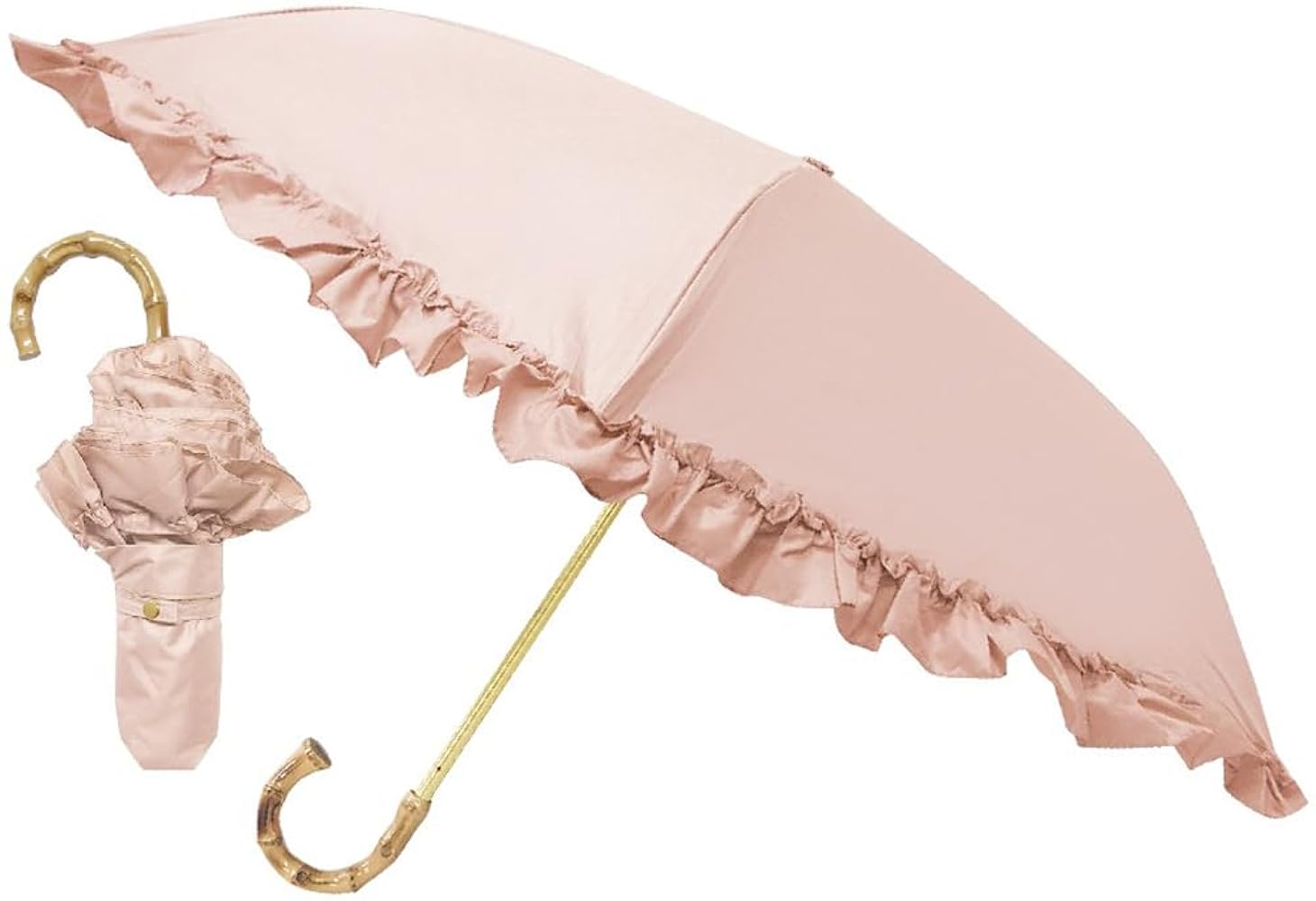 ピンク ベージュ 日傘 折りたたみ　バーニーズニューヨーク限定品 ピンク ベージュ 日傘 折りたたみ バーニーズニューヨーク限定品