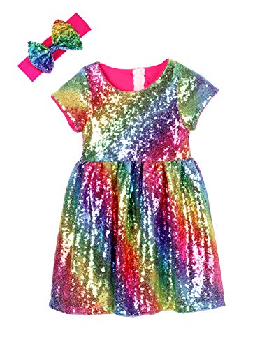 Cilucu Flower Girl Dress Baby Toddlers Sequin Dress Kids Party Dress Bridesmaid Wedding Gown Birthday Dress Hot Pink Rainbow 2T-3T #TOP10