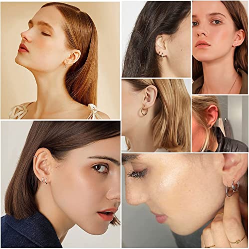 316L Surgical Stainless Steel Small Hoop Earrings 8Mm 10Mm 12Mm Hypoallergenic Huggie Thin Hoop Earrings Helix Lobes Hinged Sleeper Earrings Men Women For Cartilage Piercings (H: Blue (Diameter 8Mm/10Mm/12Mm),3 Pairs) #TOP5