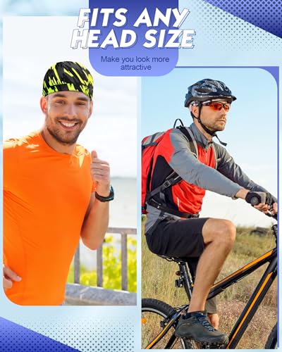 Image of 9 Pcs Cooling Skull Cap Camo Liner Sweat Wicking Lightweight Cycling Cap Running Hat for Men Women