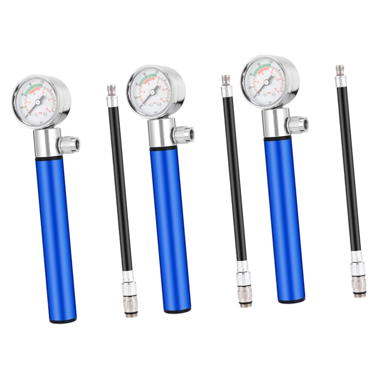 TOYANDONA Inflador de Balones y Bicicletas de Aluminio con Manómetro Bomba de Aire Portátil para Inflar Balones de Fútbol Baloncesto y Neumáticos de Bicicleta Inflador Duradero y Color Azul