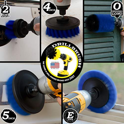 Image of Grout Cleaner Kit - Bathroom Drill Brush Attachment Set - Household Cleaning Supplies - Shower Cleaner - Tub Scrubber - Toilet Brush - Spotless Tiles - Power Scrubbing Nylon Bristles