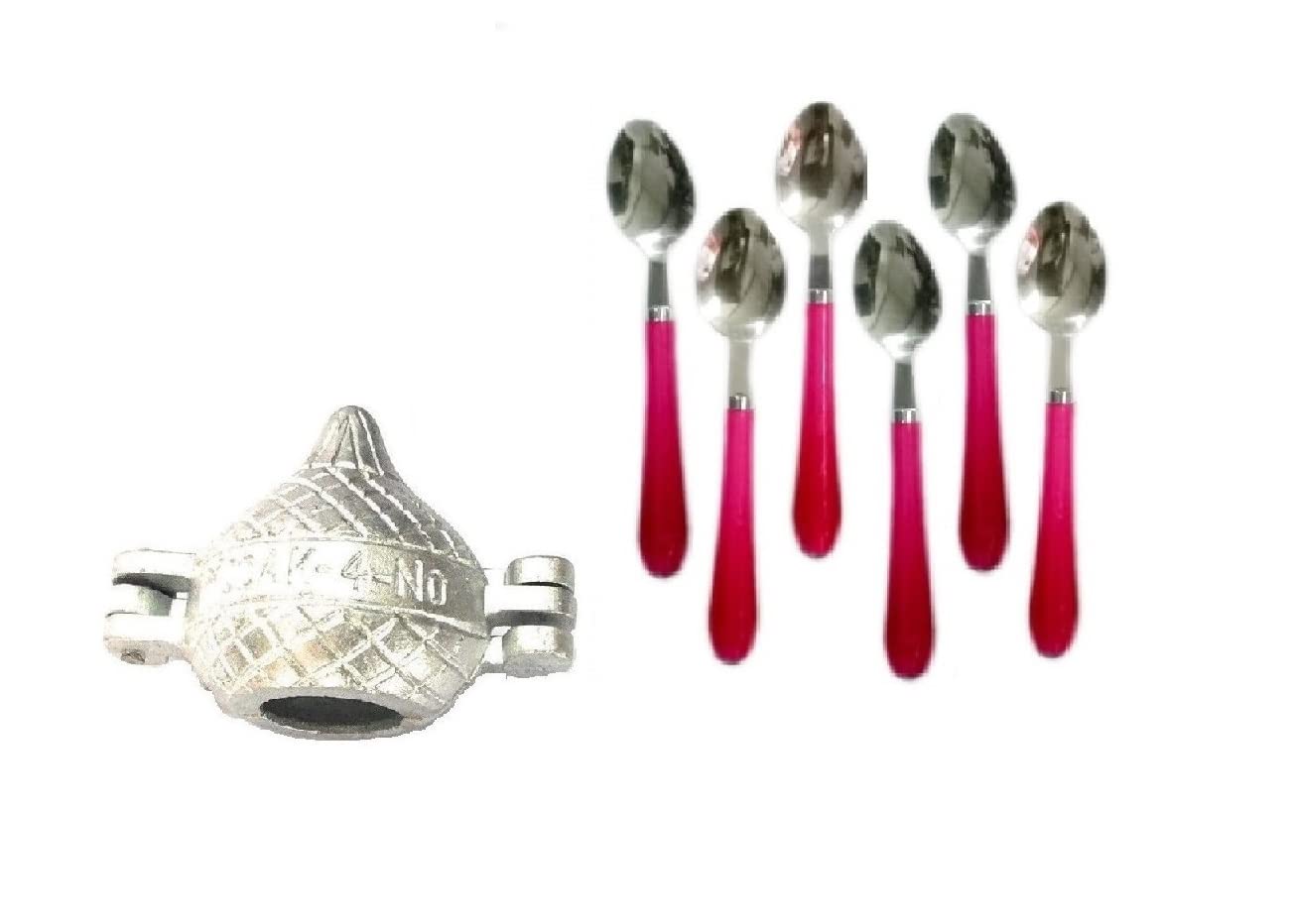 FIRST FRONT Aluminium Modak Maker Sancha Machine, Kitchen Molds for Festivals, with Handle Spoon,Pack of 2 (Multicolour)