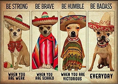 Chihuahua Dog Dog Lover Animals Music Metal Tin Sign Pub Coffee Beer Kitchen Bathroom Door Garden Funny Wall Decor Art Gift Retro Plaque 8x12 Inch