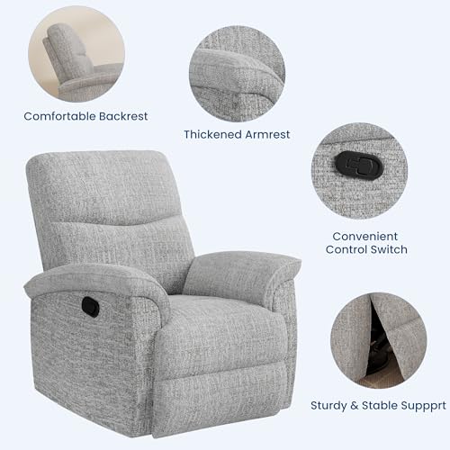Sillón reclinable giratorio chenille gris miniatura 4