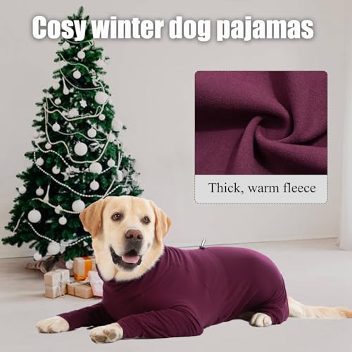 Cyponpy Hundepullover Fleece Hundemantel mit Beinen Grosse Mittelgroße Hunde Fleecejacke Wintermantel Hund Rollkragen Hundejacke Warm Hundepyjama Hundemantel Winter Hundekleidung Hundefleecepulli