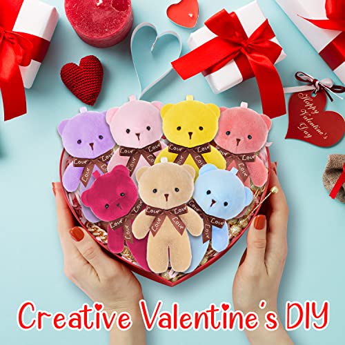 Whistenfla 30 Packs Mini Bears, Plush Stuffed Tiny Bears Doll Bulk Mini Stuffed Animal Soft Jointed Bears For Valentine's Day Gift Baby Shower Keychain Birthday Gifts Party Favors, 15 Colors #TOP4