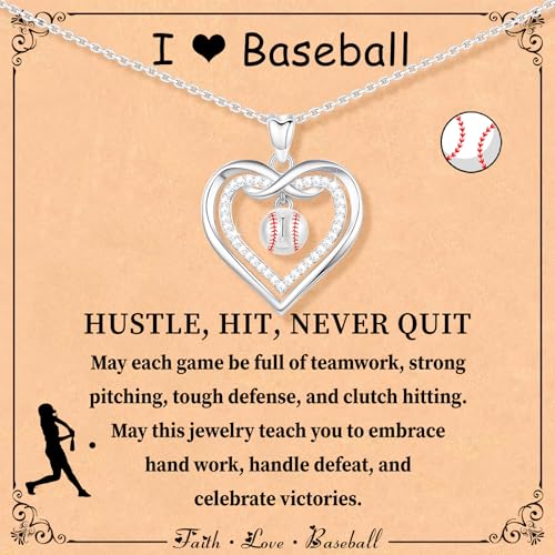 Softball/Volleyball/Baseball/Soccer/Football/Basketball/Golf/Pickleball/Tennis Infinity Heart Necklace for Girls Women Sport Jewelry Gifts for Daughter Sports Fans