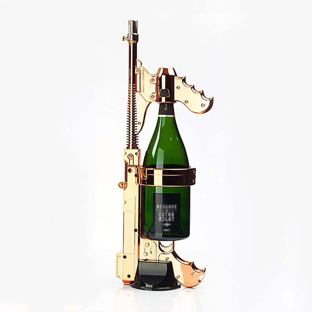 Champagnerpistole, verstellbar, für Party, Club, Bar, Pub, Festival, Geburtstag, Hochzeit, Weihnachten, Bar, Atmosphäre, Requisiten (Farbe: Gold)