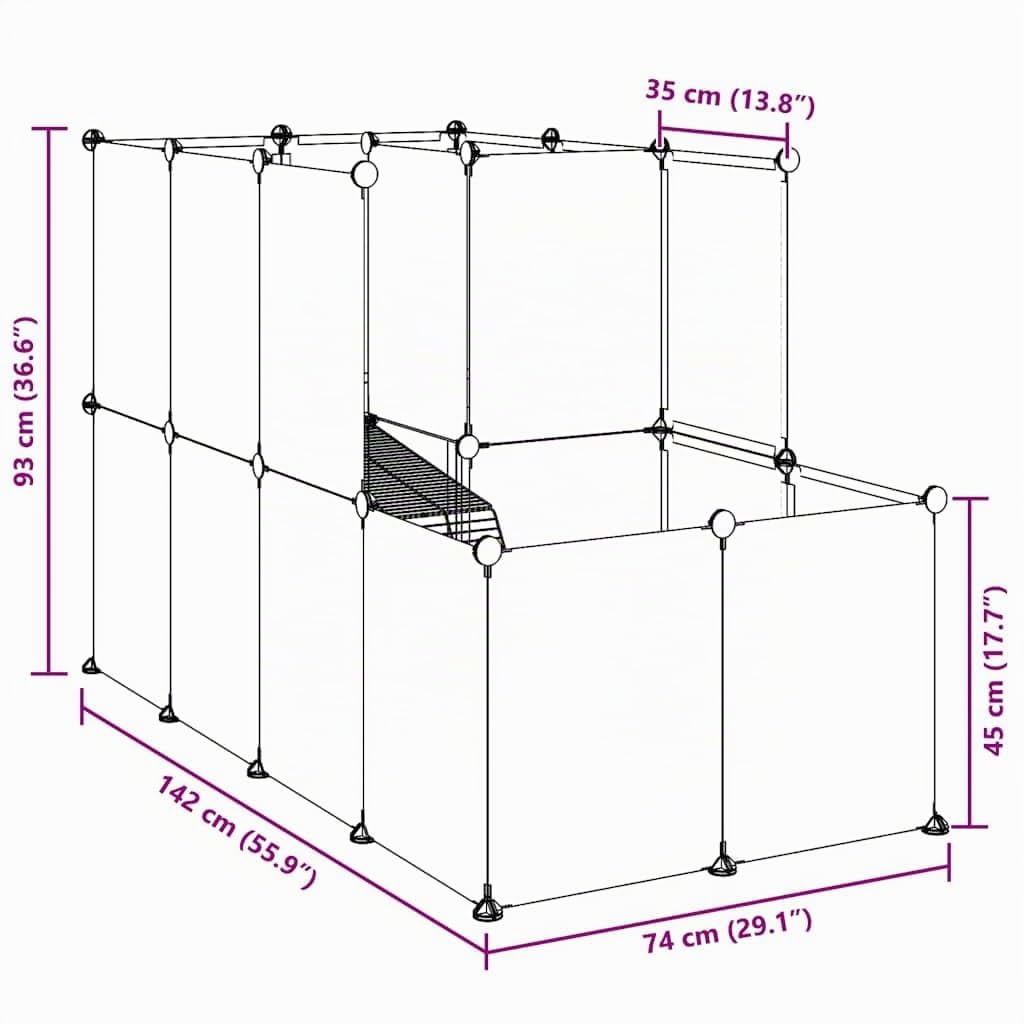 vidaXL Cage pour Petits Animaux Noir 142x74x93 cm PP et Acier