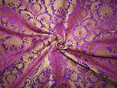 Brocart de soie lourde King KHAB violet et doré noble pour haute couture