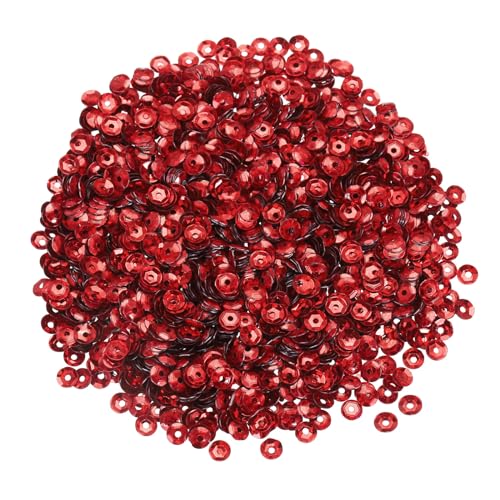 QUARKZMAN Lentejuelas Sueltas de 4mm 3000 Piezas Lentejuelas en Forma de Copa para Manualidades, Joyería y Costura, Rojo