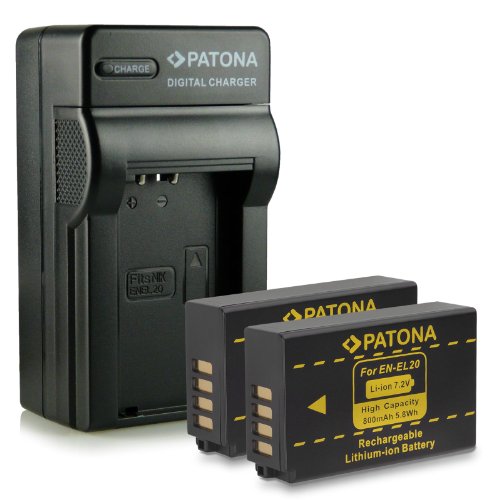 M&L Mobiles® | Novedad - 4in1 Cargador + 2x Batería como EN-EL20 ENEL20 con Infochip · 100% compatible con Nikon 1 J1