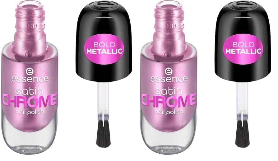 Essence Esmalte De Uñas Satin Chrome, Cubriente, Expresión Del Resultado, De Gran Pigmentación, Metalizado (8Ml) (Paquete de 2)