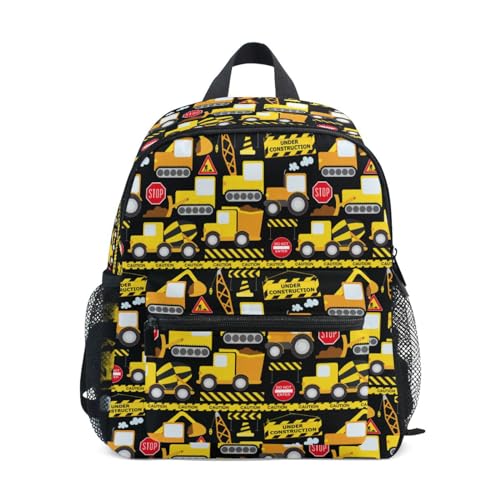Sac à dos pour garçons et filles à motif personnel de construction avec sangle pectorale S