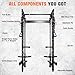 Folding Squat Rack - Wall Mounted Power Rack Cage Home Gym with Cable Crossover Machine & LAT Pull Down - Functional Trainer with 5 Adjustable Function Modes - with Safety Arm and Dips Attachment
