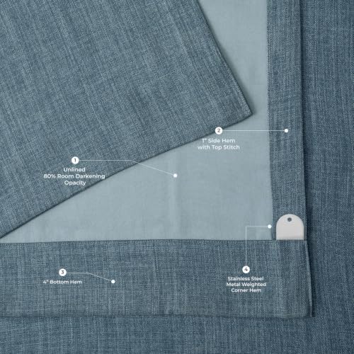 Image of HPD Half Price Drapes - Grommet Faux Linen Curtains for Living Room (1 Panel) - 50W X 108L - Textured Room Darkening Curtains for Bedroom 108 Inches Long - Drapes for Home Decor, Reverie Blue