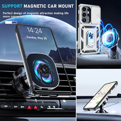 Janmitta Compatible with Samsung Galaxy S26 Ultra Case Built in Slide Camera Lens Cover+Screen Protector+Finger Ring Holder Kickstand,Heavy Duty Shockproof Full Body Phone Cover,2026 Silver by Janmitta - Used condition - Image 8