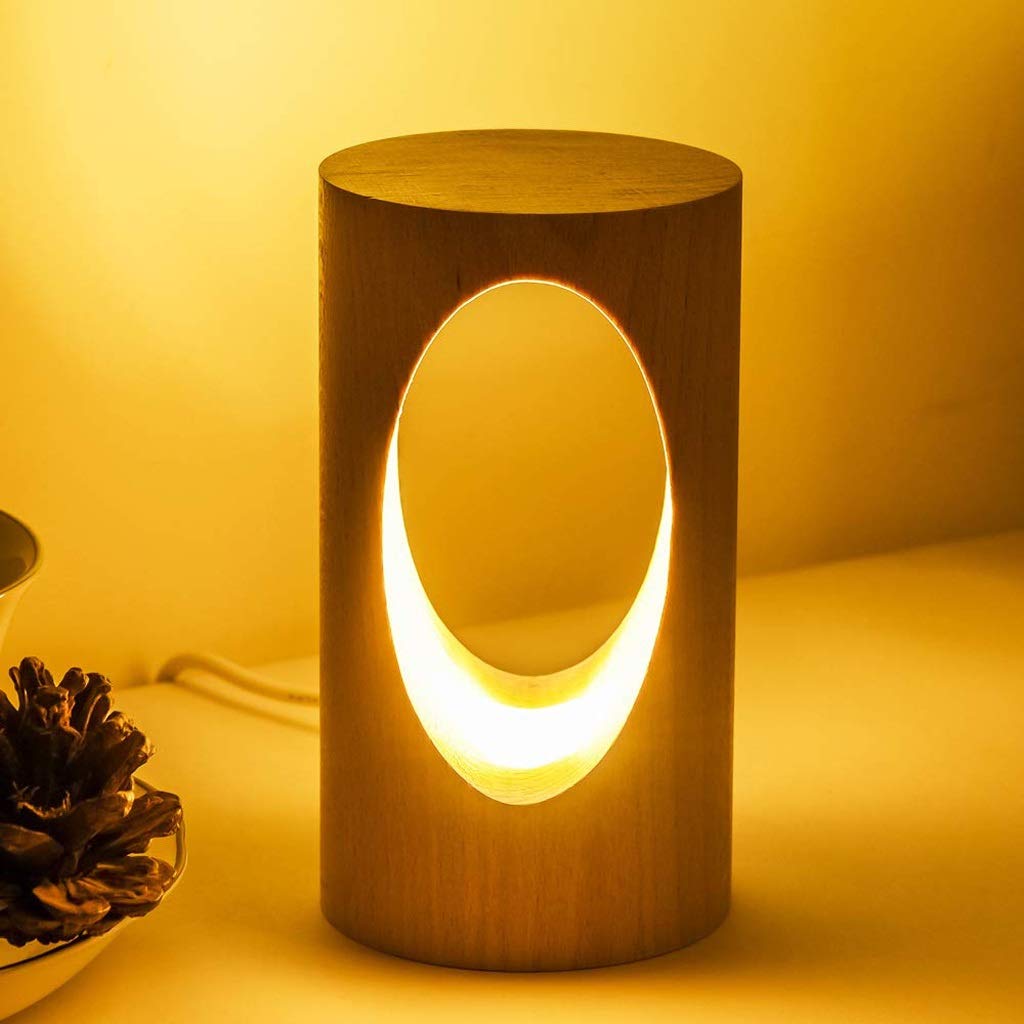 Lámparas de Mesa para Dormitorio Lámpara de Escritorio LED de Madera Luz de Noche para Dormitorio Luz de Carga USB Regulable Iluminación Creativa Hogar único Casa cálida