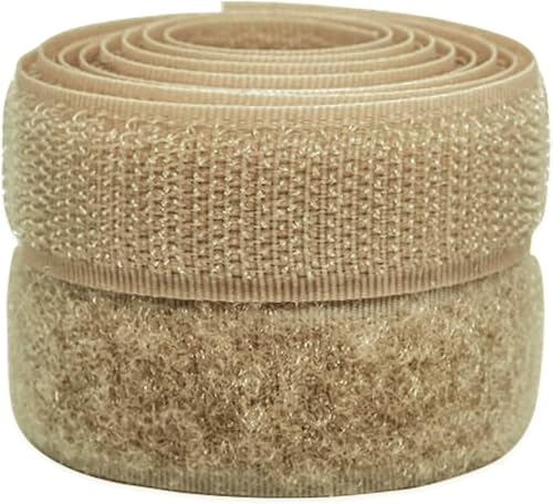 3/4 inch Wide Light Beige Sew on Hook and Loop Tape Non-Adhesive 1 Yd Length Tan Nylon Hook Loop Tape Fabric Fastener Set for Military Form Bags Clothes Shoes Backpacks DIY Craft