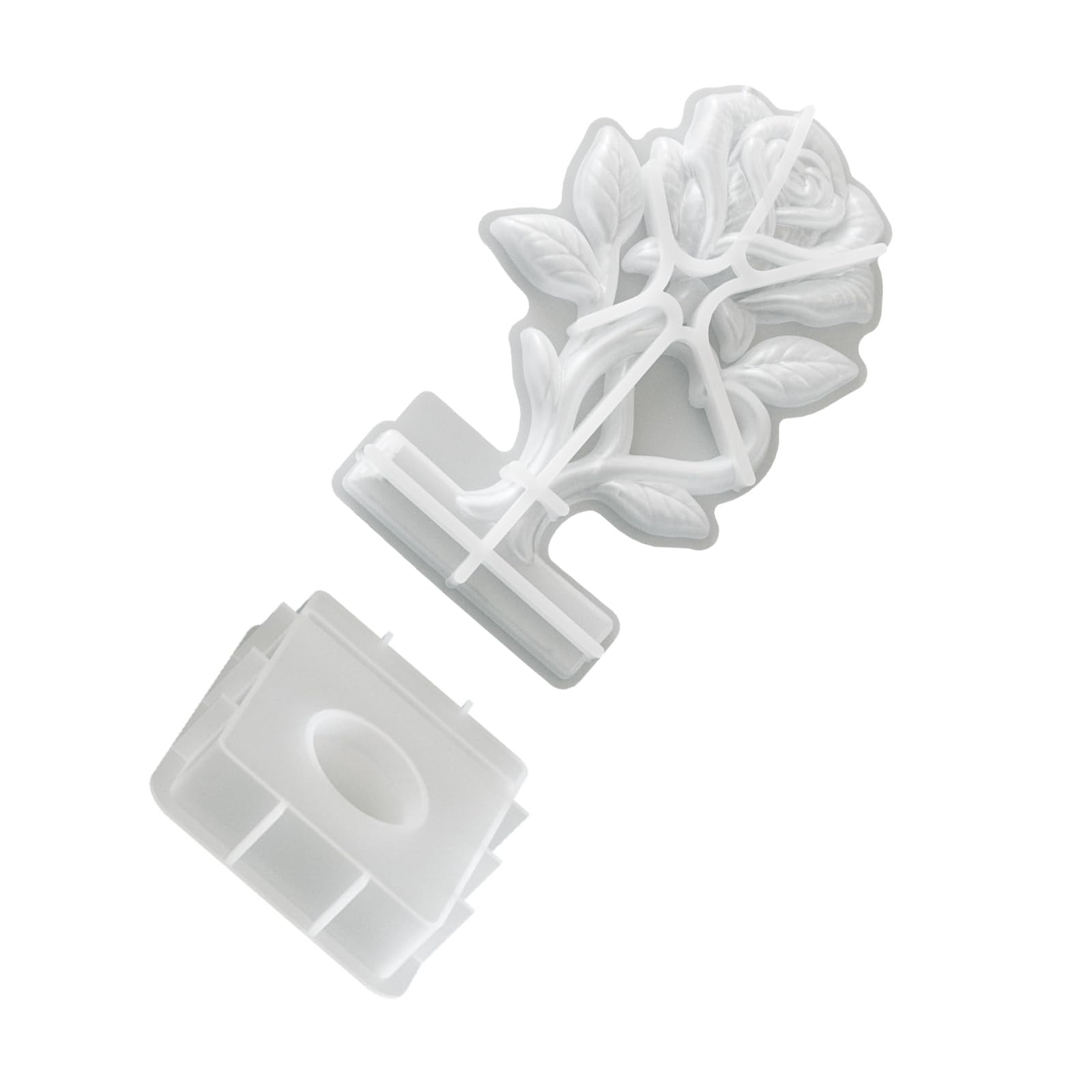 PANGBOER 2Pcs Heart Rose Flower Shape Silicone Mold for Resin Art Making Stand Gypsum Sculpture Wedding Decoration Rose Heart Cast