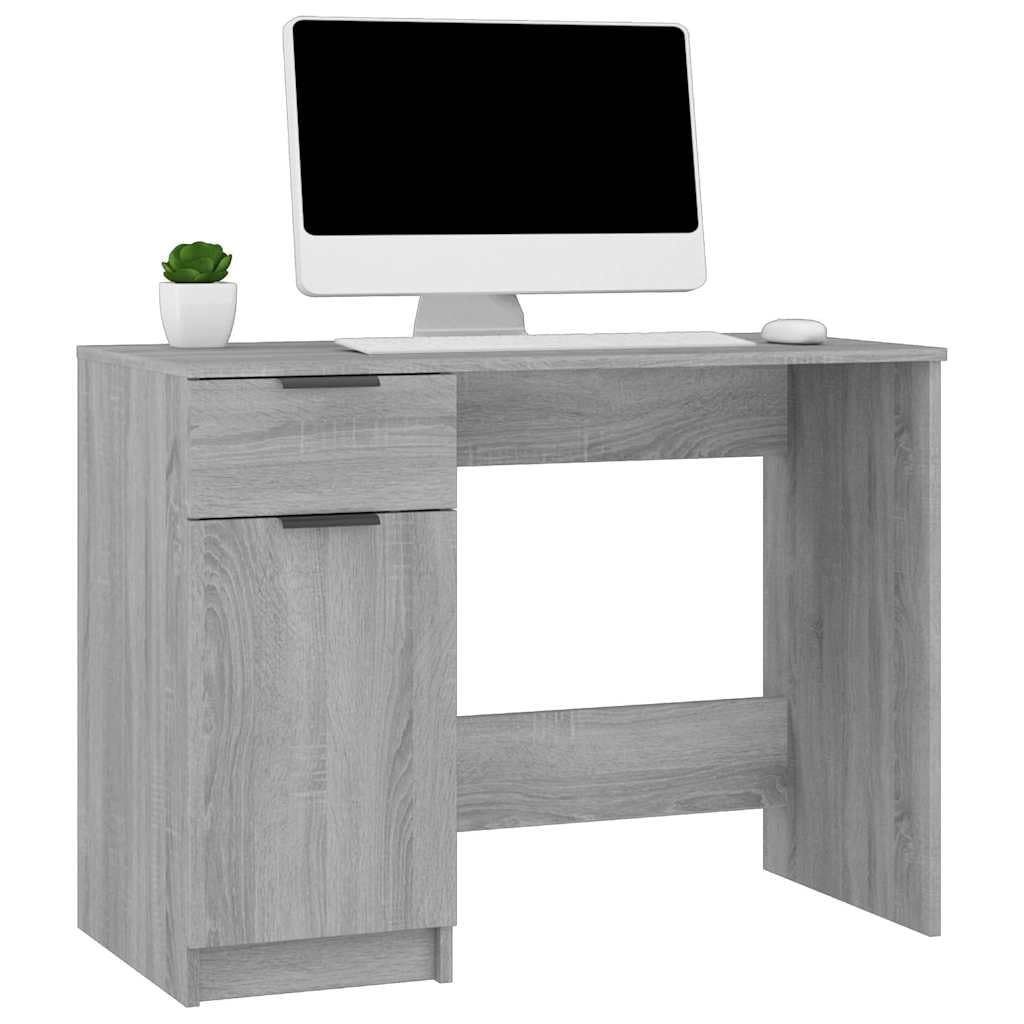 Scrivania 100 x 50 x 75 cm legno lavorato grigio rovere Sonoma con cassetto