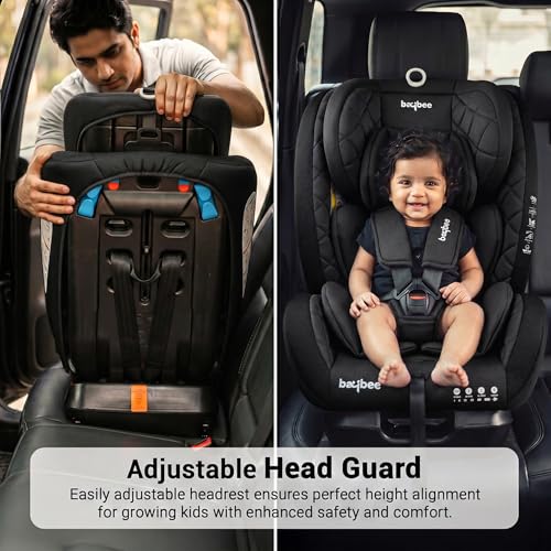 Image of Baybee Convertible Car Seat for Baby 0 to 12 Years with ISOFIX, 3 Position Recline, Headrest Adjustable | ECE R44 /04 Safety Certified | Travel Baby Car Seat for Toddlers Kids Boys Girls (Jet Black)