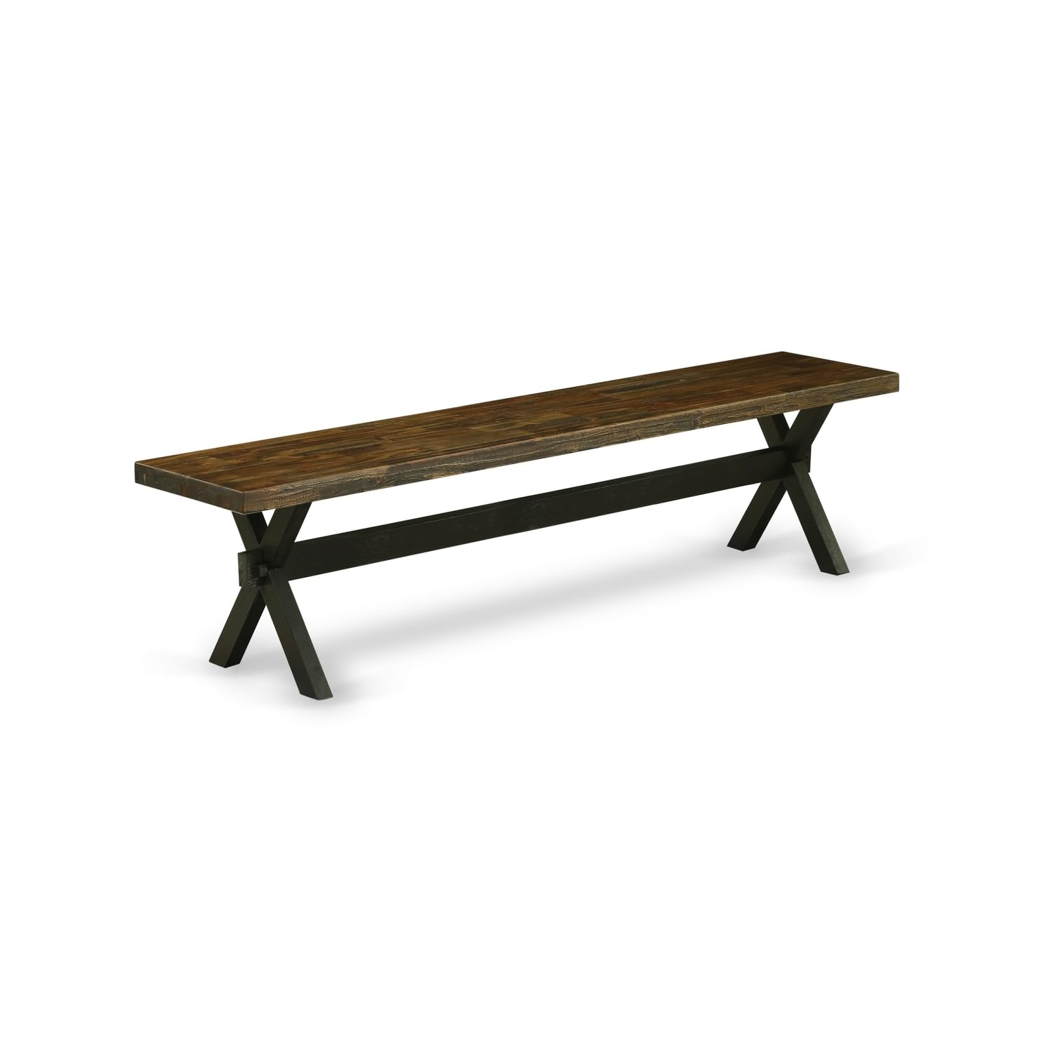 HomeStock Wood Dining Bench - Modern Style Indoor Bench for Kitchens & Living Rooms 72 inch/Distressed Jacobean and Wirebrushed Black
