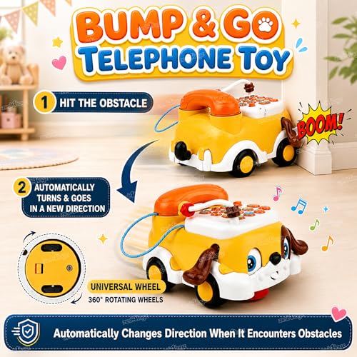 Image of Zest 4 Toyz Musical Toys for Kids | Telephone for Kids | Bump & Go Telephone Toy | Musical Learning Phone Toy with Light Sound | Pretend Play Toys Boys and Girls - Asst