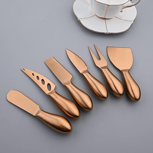 Miniatura 4 de Puzhler - Juego de 6 cuchillos de queso de grado alimenticio, mango de acero inoxidable, juego de cuchillos de queso para queso, pizza, accesorios