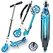 WeLLIFE Patinete plegable de aluminio con freno de pedal, altura ajustable de 90 a 105 cm, rueda de 145 mm, para niños de 6 años/carga máxima de 100 kg (azul)