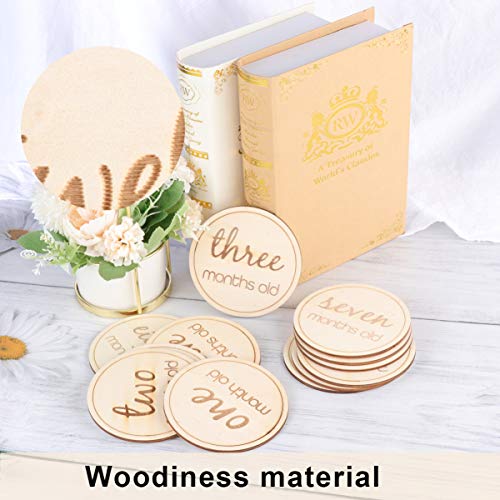 STOBOK 12 Stuks Baby Geboorte Maand Nummer Kaarten Aankondigingskaarten Voor Baby's Kinder Herdenkingsmunt Pasgeboren Milestone- Kaarten Peren Dubbelzijdig Sticker Houten Mijlpaal - Image 5